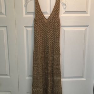 Lauren by Ralph Lauren Gold Knit V-Neck Dress